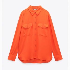 NWT Zara flowy orange shirt with pockets